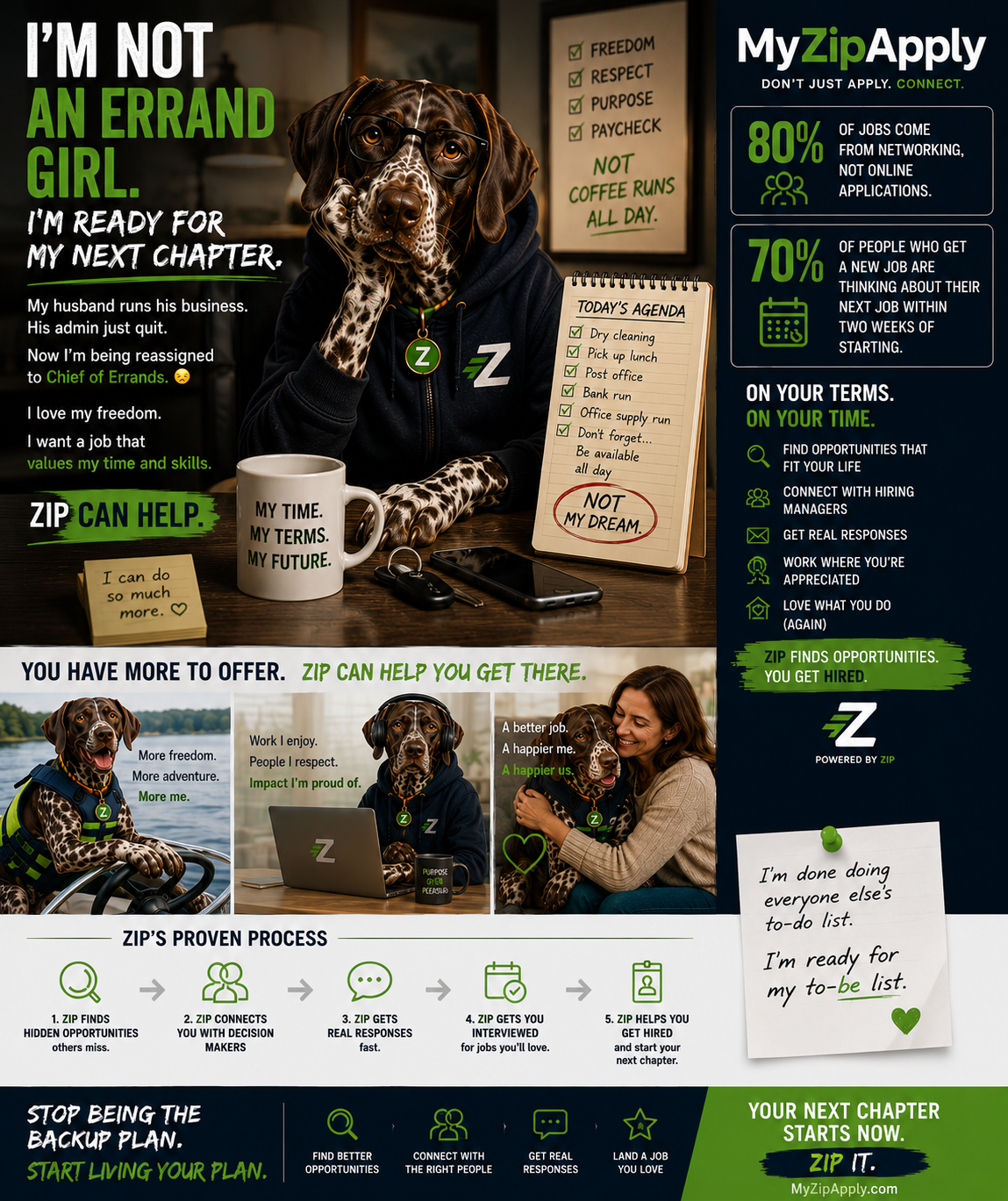 Zip the bird dog — NOT AN ERRAND GIRL